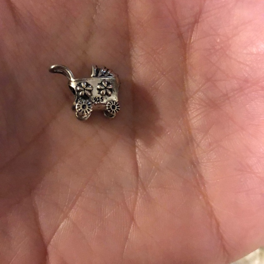 Baby carriage sterling silver charm